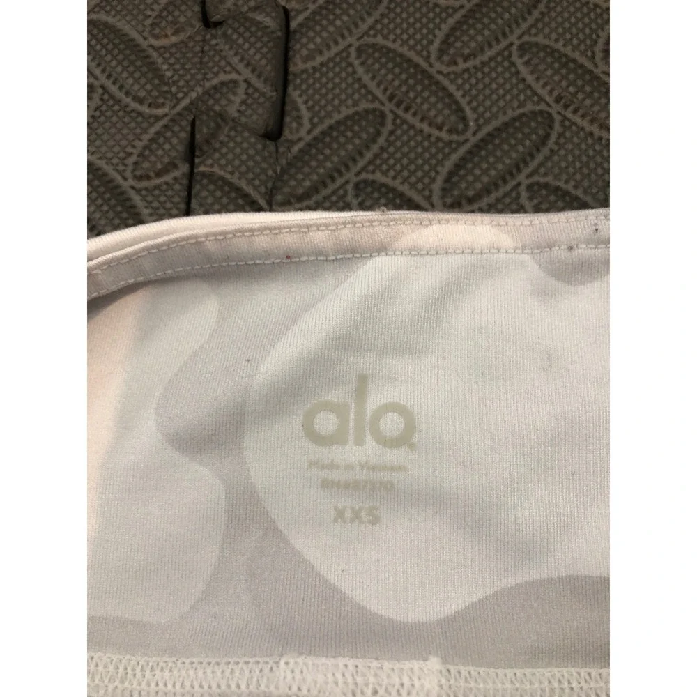 Alo Yoga Leggings Womens XXS White Gray Camo High Waist Full Length Activewear